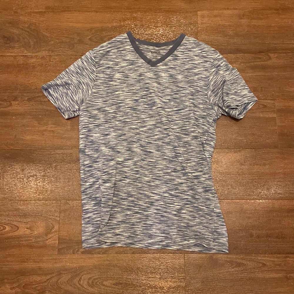 Blue heather express v-neck t-shirt